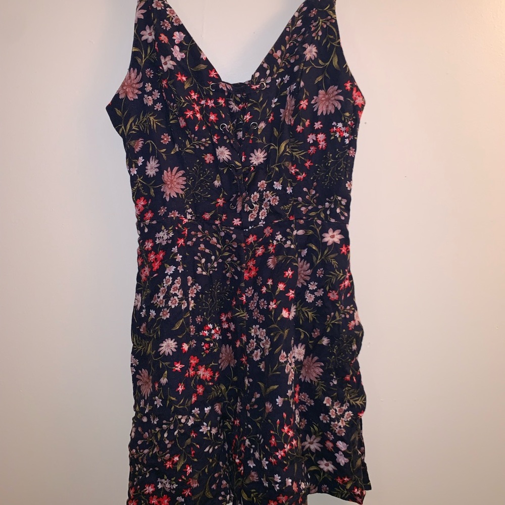 navy floral romper